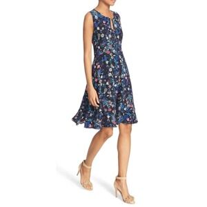 Rebecca Taylor Dress Alice Women's 8 Blue Floral Print 100% Silk
